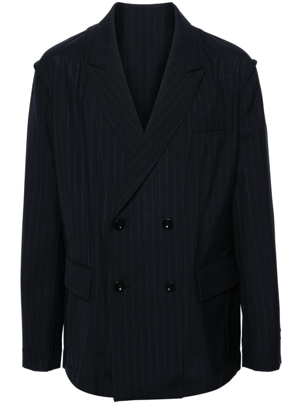 double-breasted pinstripe-pattern blazer