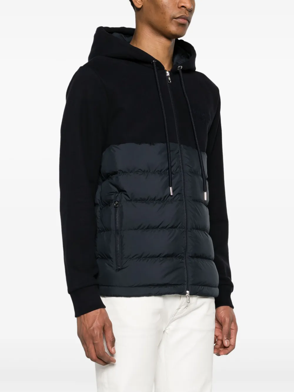 Moncler Padded-panelled Hooded Jacket In Blue