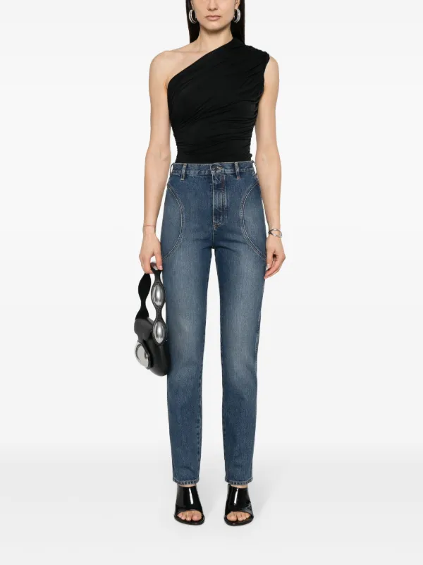 Alaïa high-rise straight-leg Jeans | Blue | FARFETCH AO