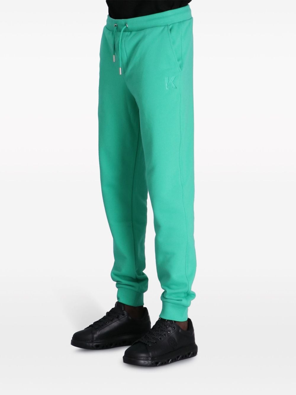 Shop Karl Lagerfeld Logo-embroidery Cotton-blend Track Pants In Green