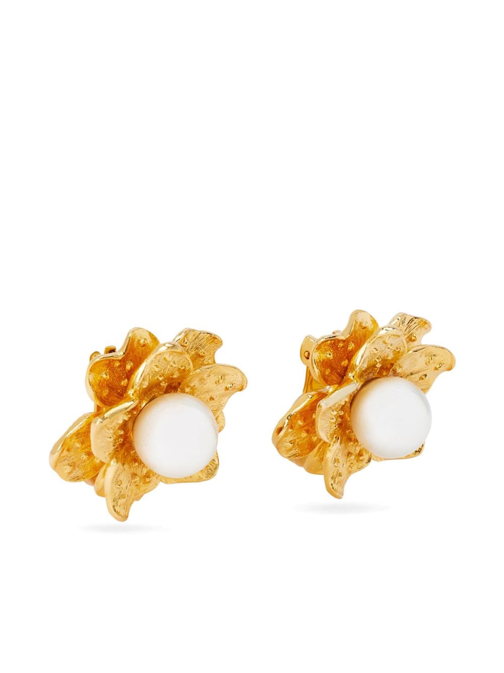 Kenneth Jay Lane floral clip-on earrings - Goud