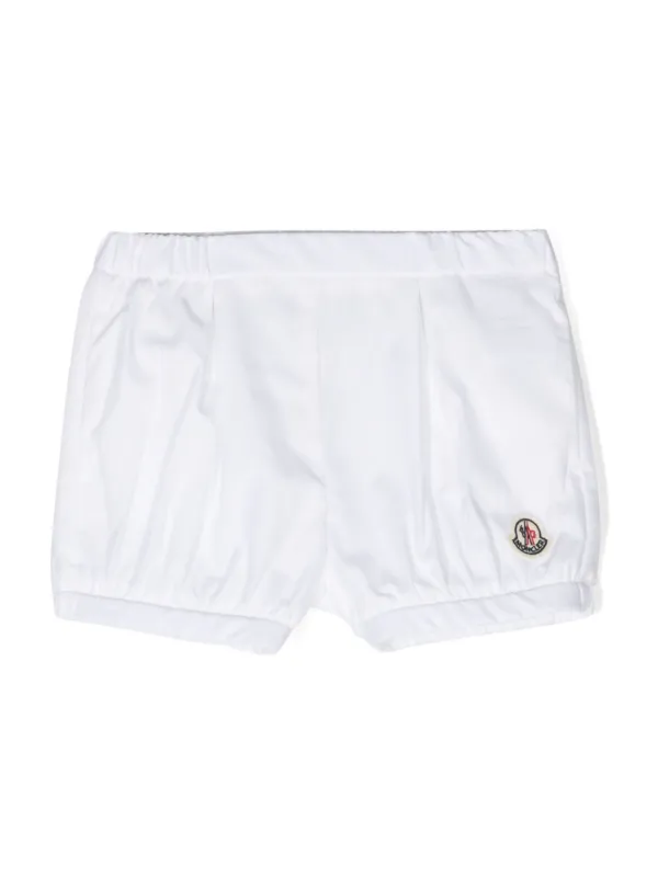 Moncler Enfant logo-patch Cotton Bloomers | White | FARFETCH