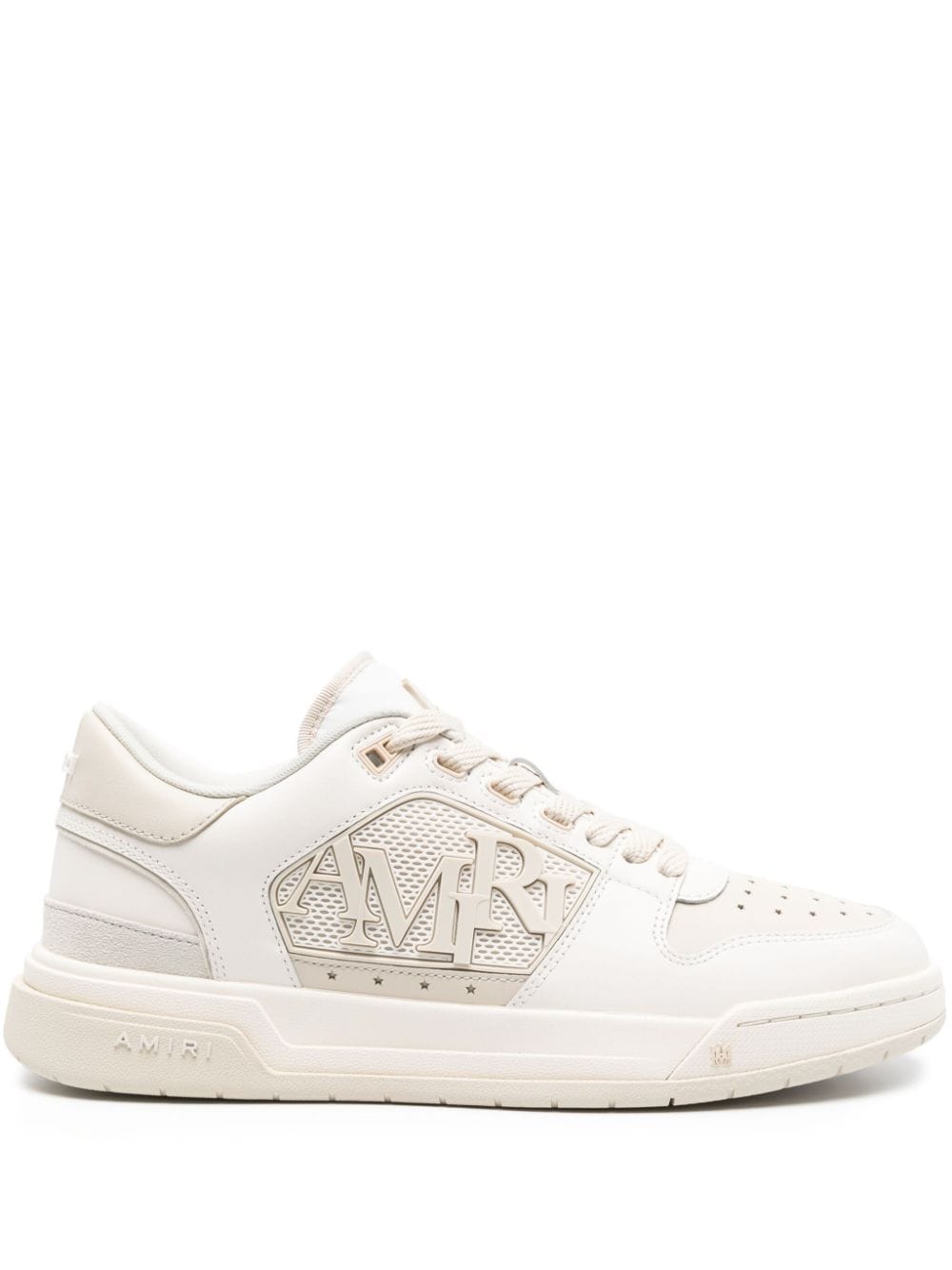 Shop Amiri Logo-embossed Leather Sneakers In White