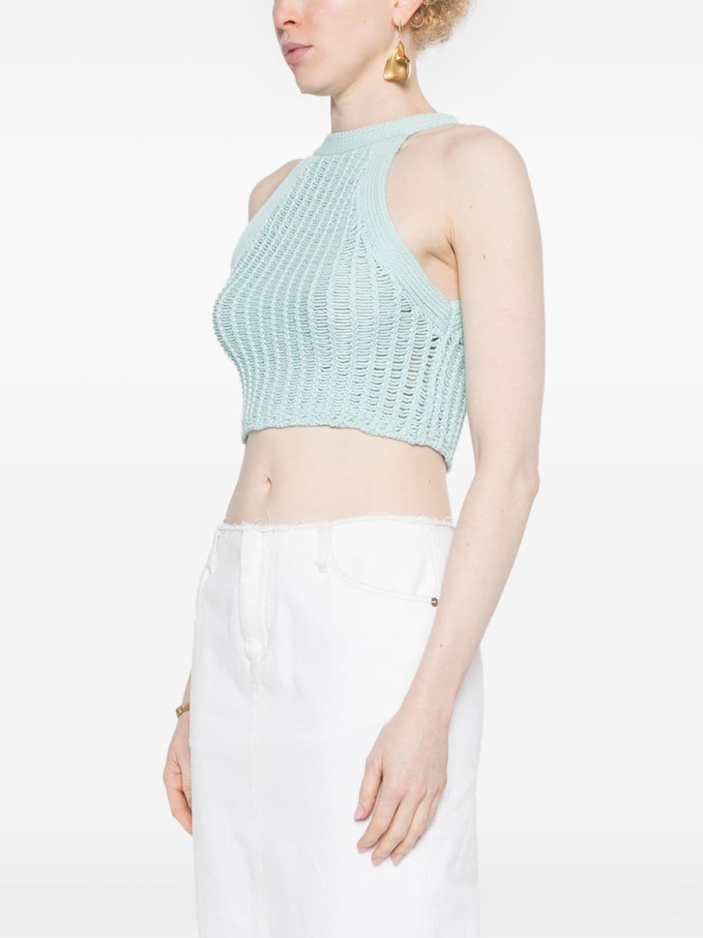 Shop Iro Ozzy Chunky-knit Crop Top In 蓝色