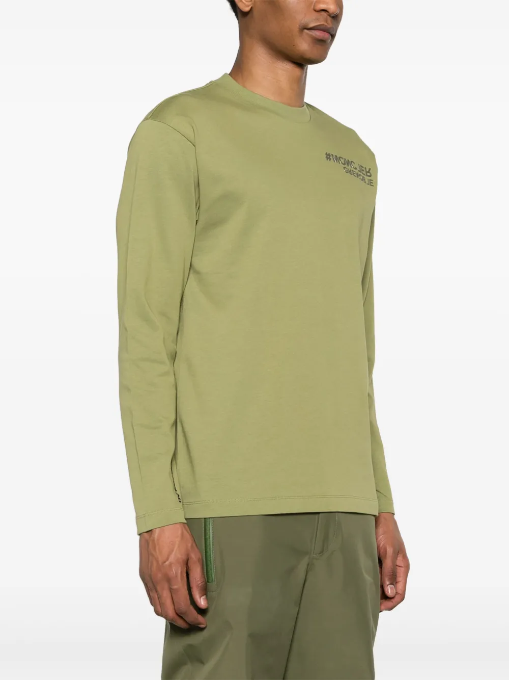 Shop Moncler Logo-appliqué Cotton Sweatshirt In Green