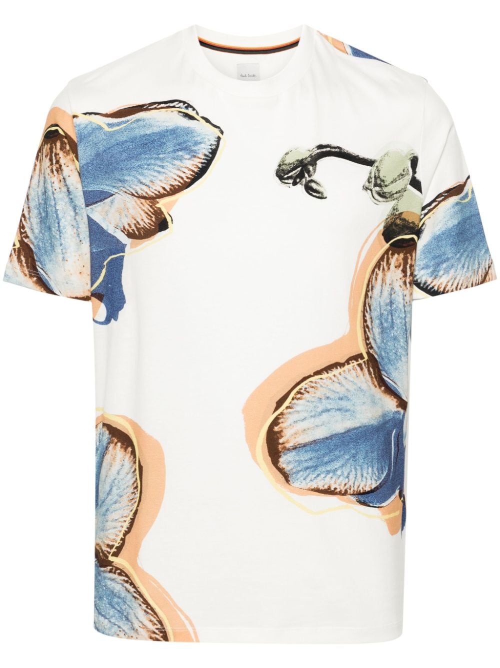 Shop Paul Smith Orchid-print Cotton T-shirt In White