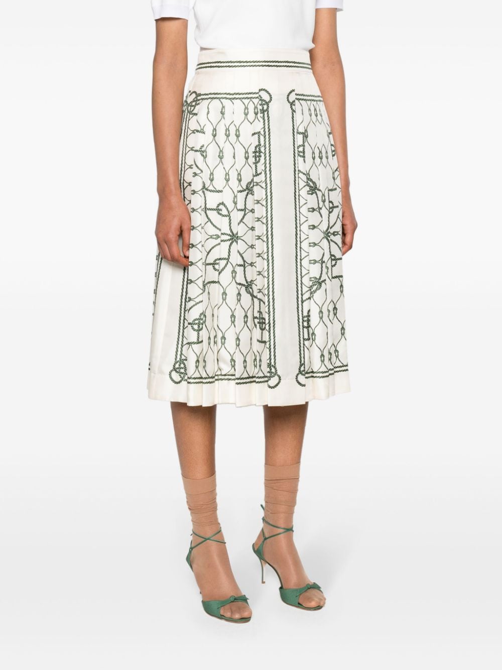 Shop Tory Burch Graphic-print Midi Skirt In Neutrals