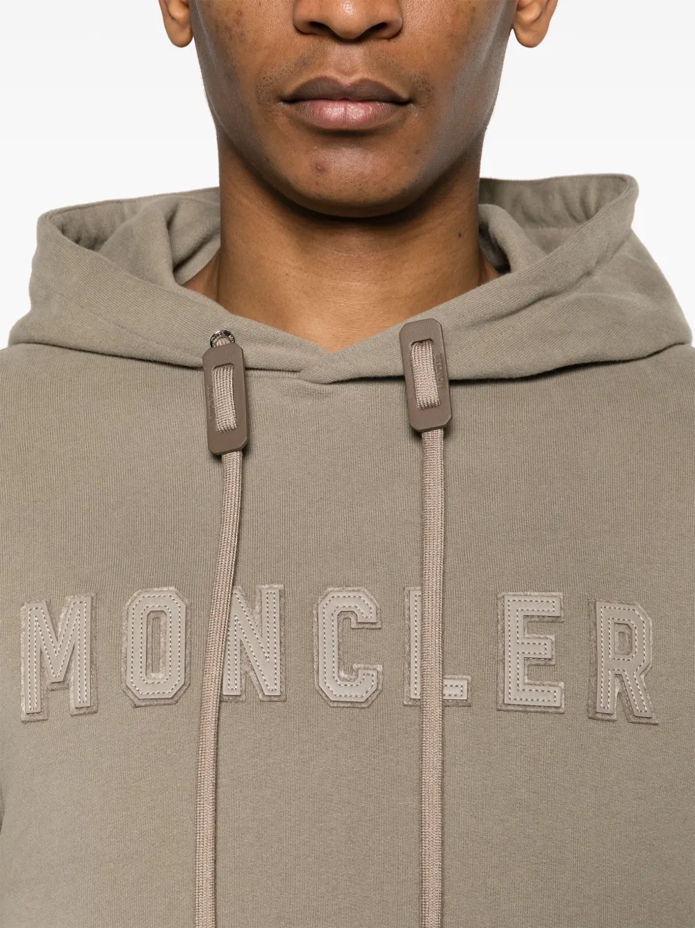 Shop Moncler Logo-patch Cotton Hoodie In Grey