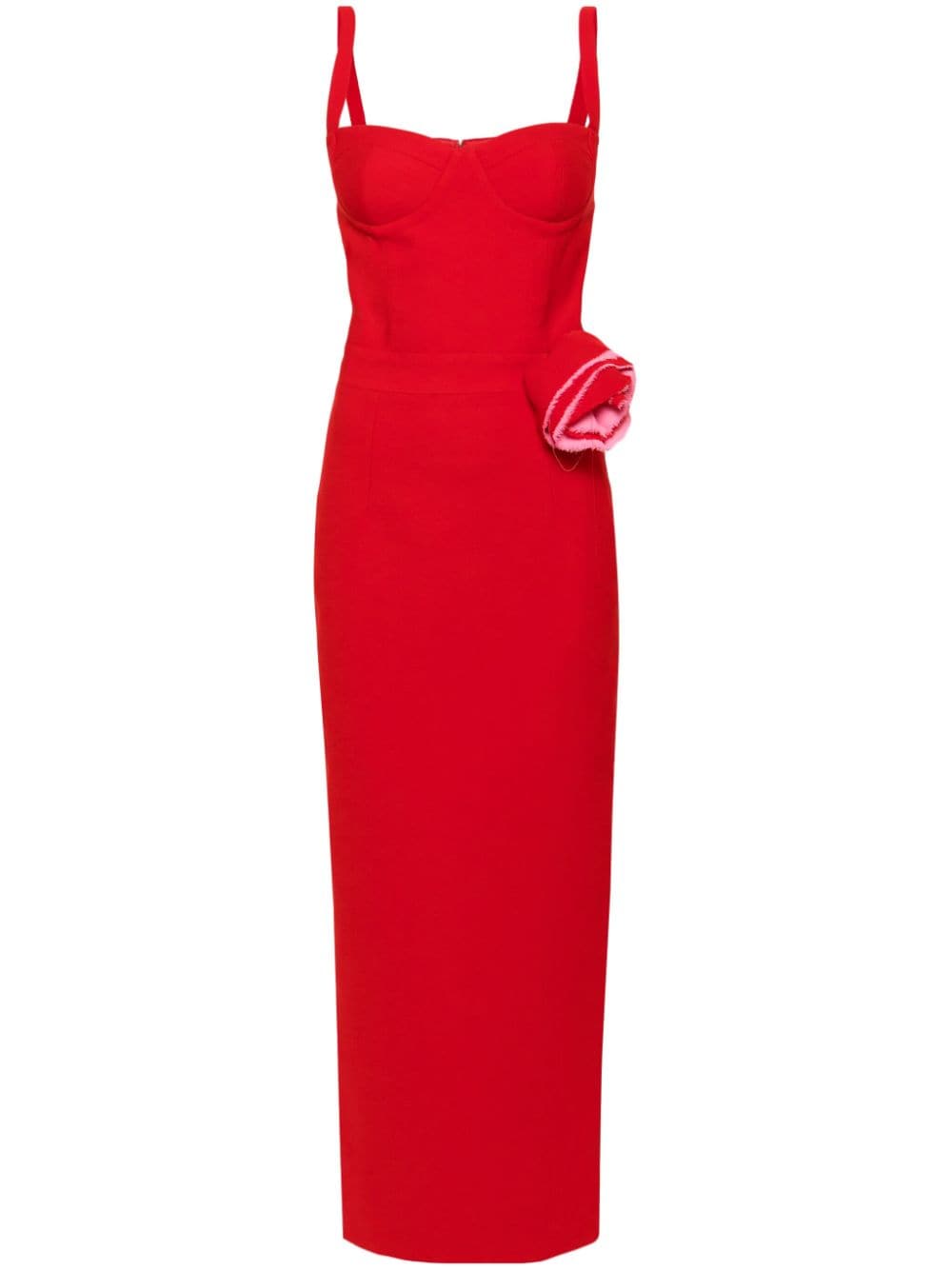 The New Arrivals Ilkyaz Ozel Monique Floral-appliqué Maxi Dress In Red