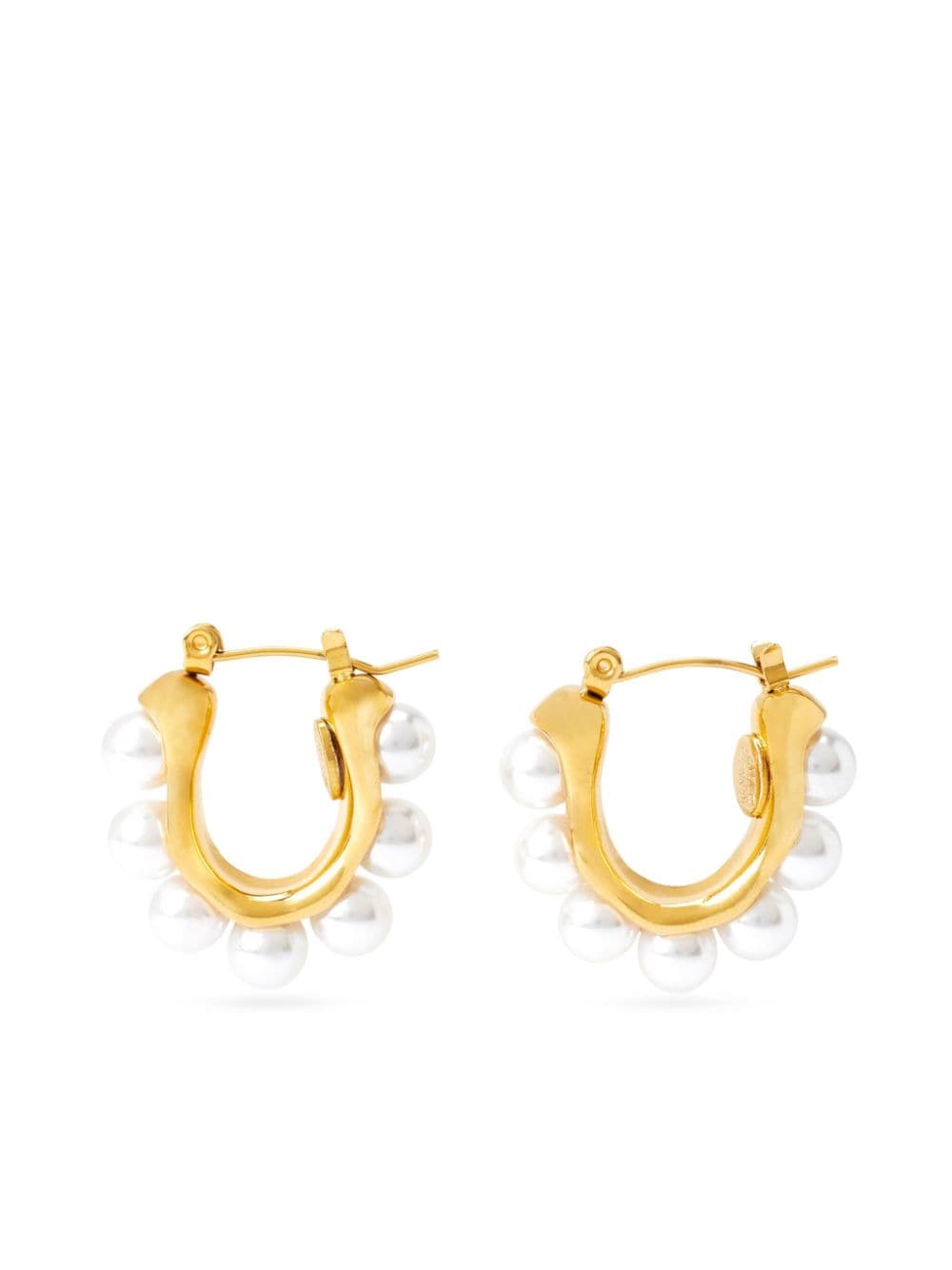 Kenneth Jay Lane Pearl-embellished Hoop Earrings In Gold