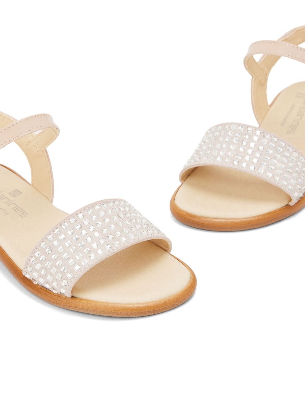 Shop Andanines Rhinestone Leather Sandals In Pink