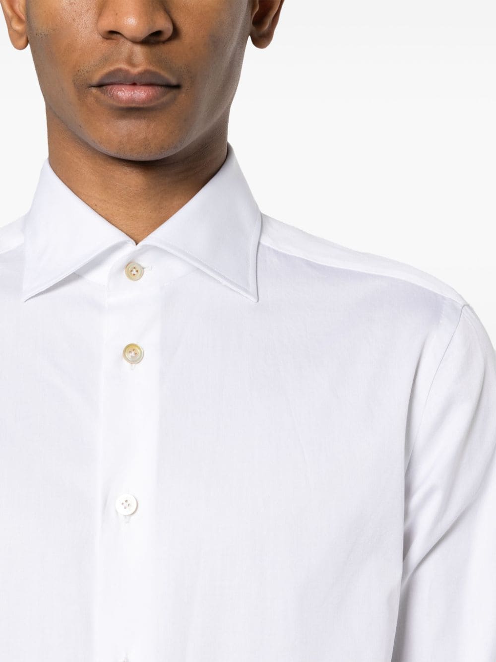 Shop Kiton Cotton Buttoned Shirt In White