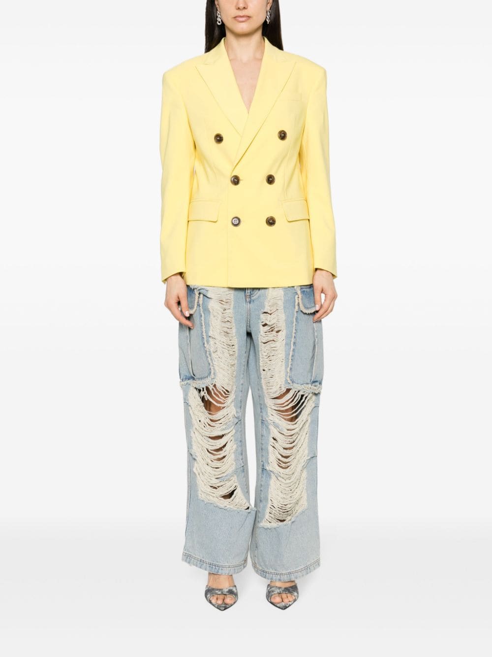 Shop Dsquared2 Double-breasted Blazer In Yellow
