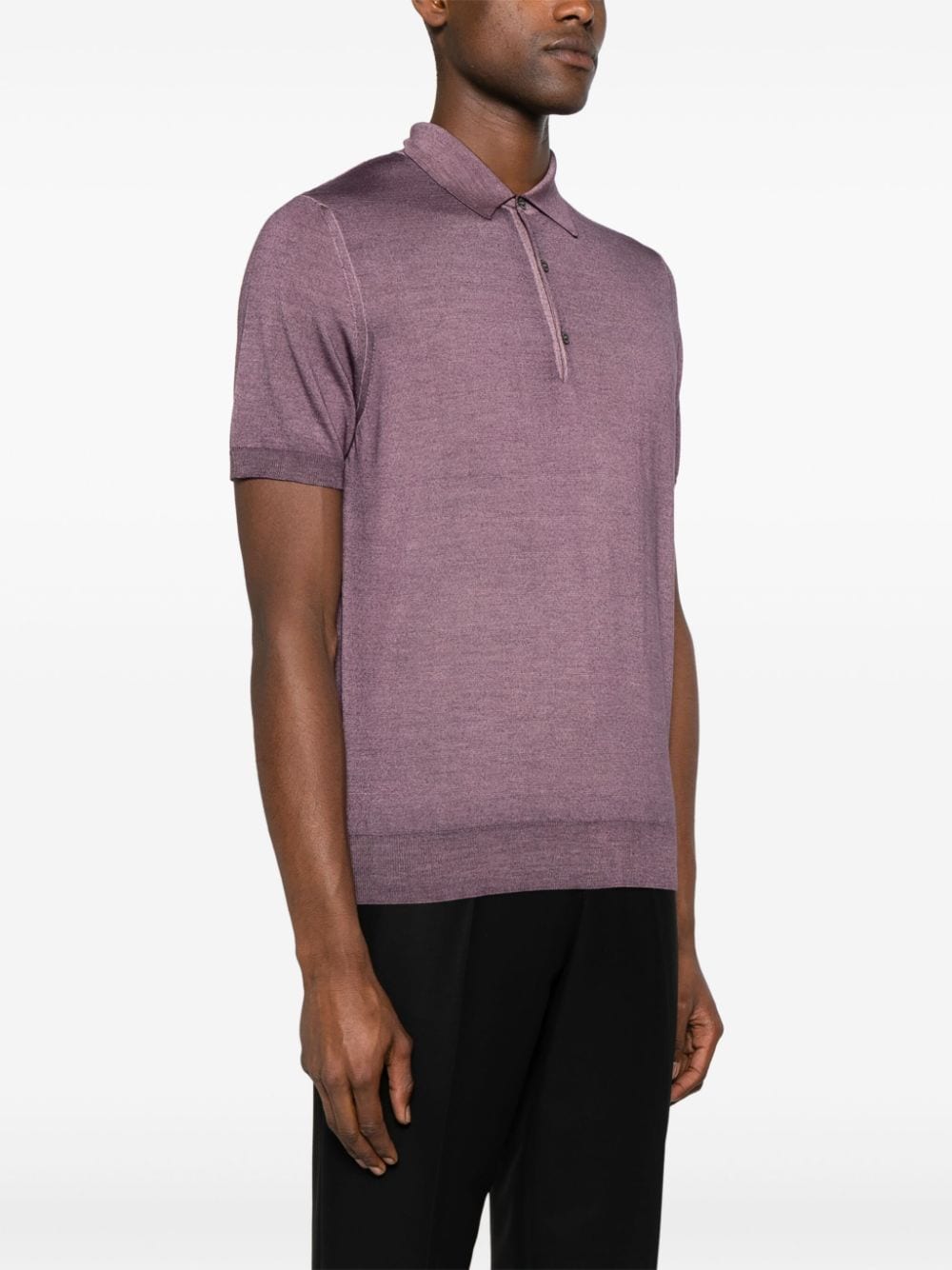 Shop Canali Mélange-effect Polo Shirt In Purple