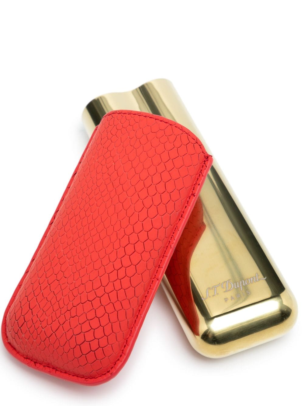 Shop St Dupont Snakeskin-effect Cigar Case In Red