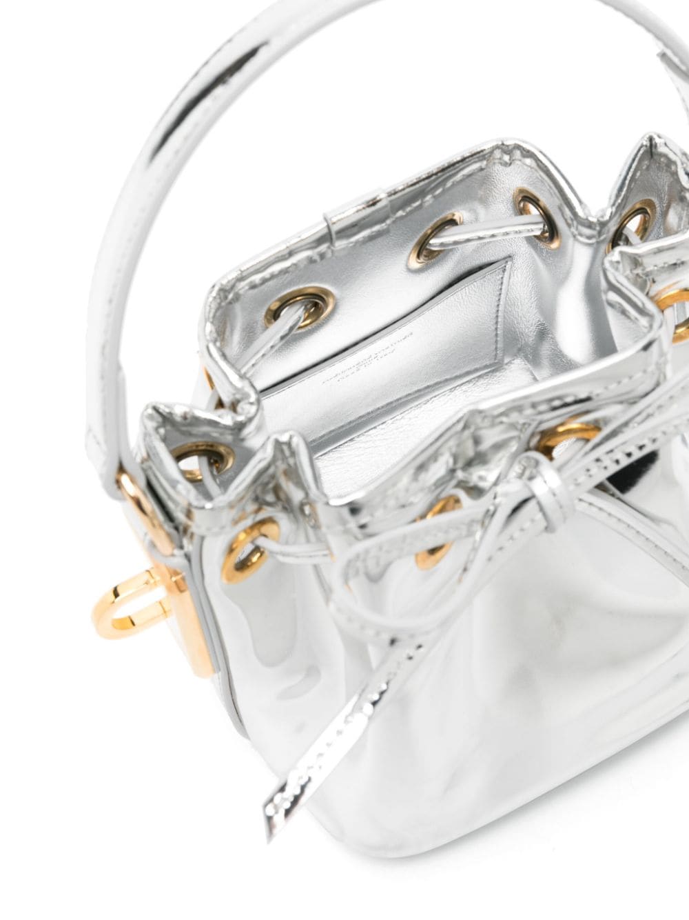Shop Alexandre Vauthier Mini Patent-leather Crossbody Bag In Silver