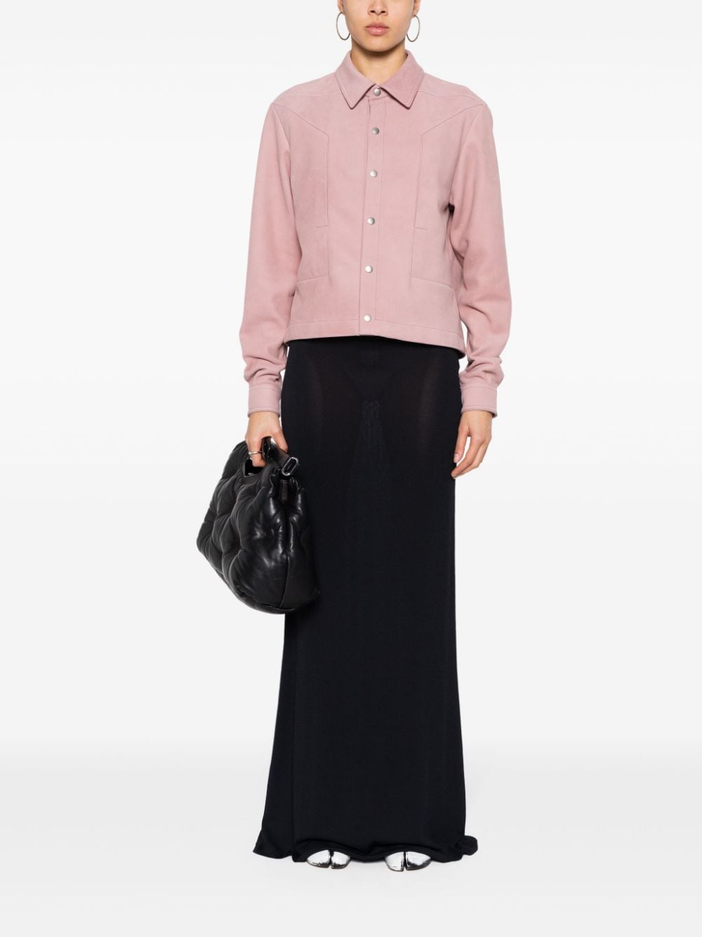 Shop Rick Owens Alice Strobe Leather Shirt In Pink