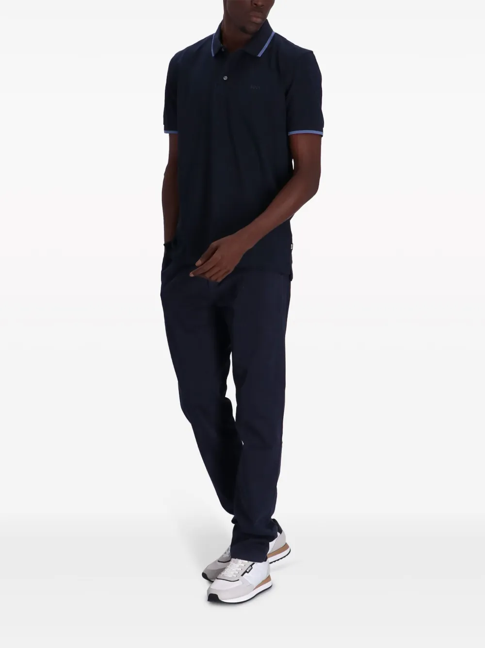 BOSS Katoenen poloshirt - Blauw