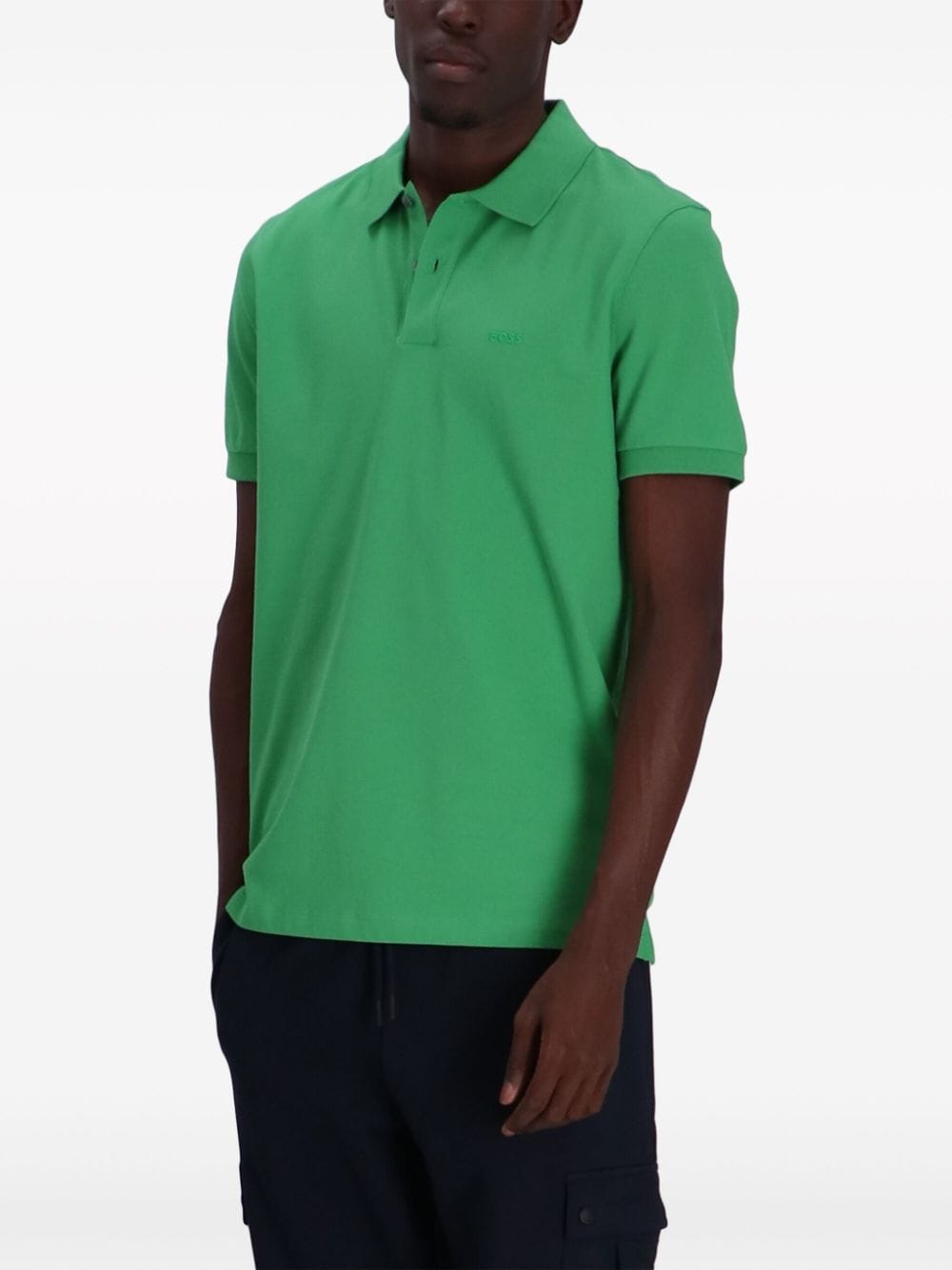 Shop Hugo Boss Pallas Logo-embroidered Polo Shirt In Green