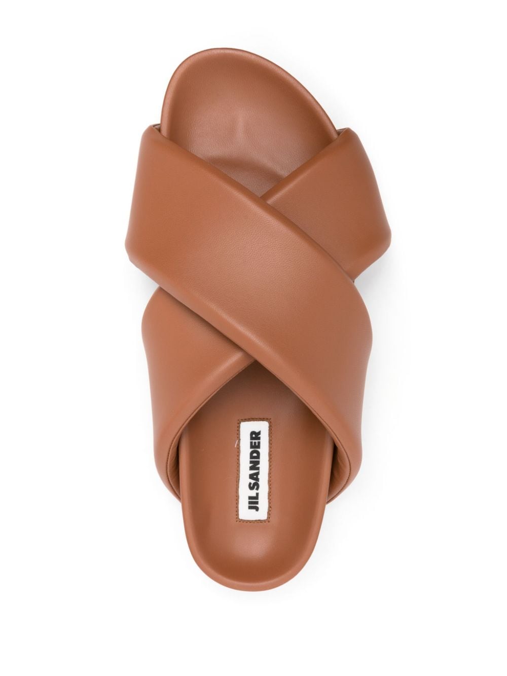 Shop Jil Sander Padded Leather Slides In Brown