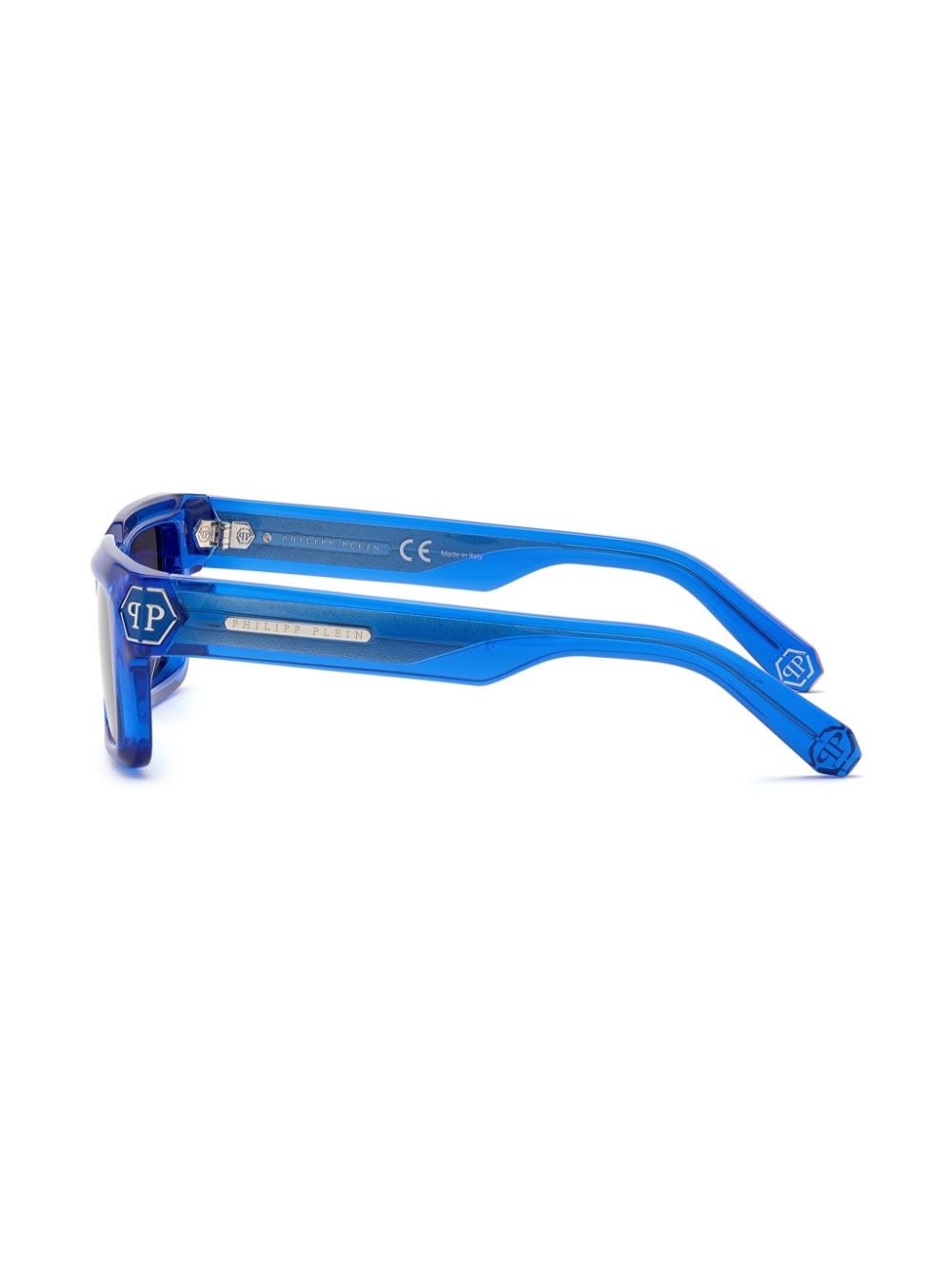 Shop Philipp Plein Dark Shapes Rectangle-frame Sunglasses In Blue