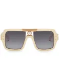 Philipp Plein logo-plaque pilot-frame sunglasses - Neutrals