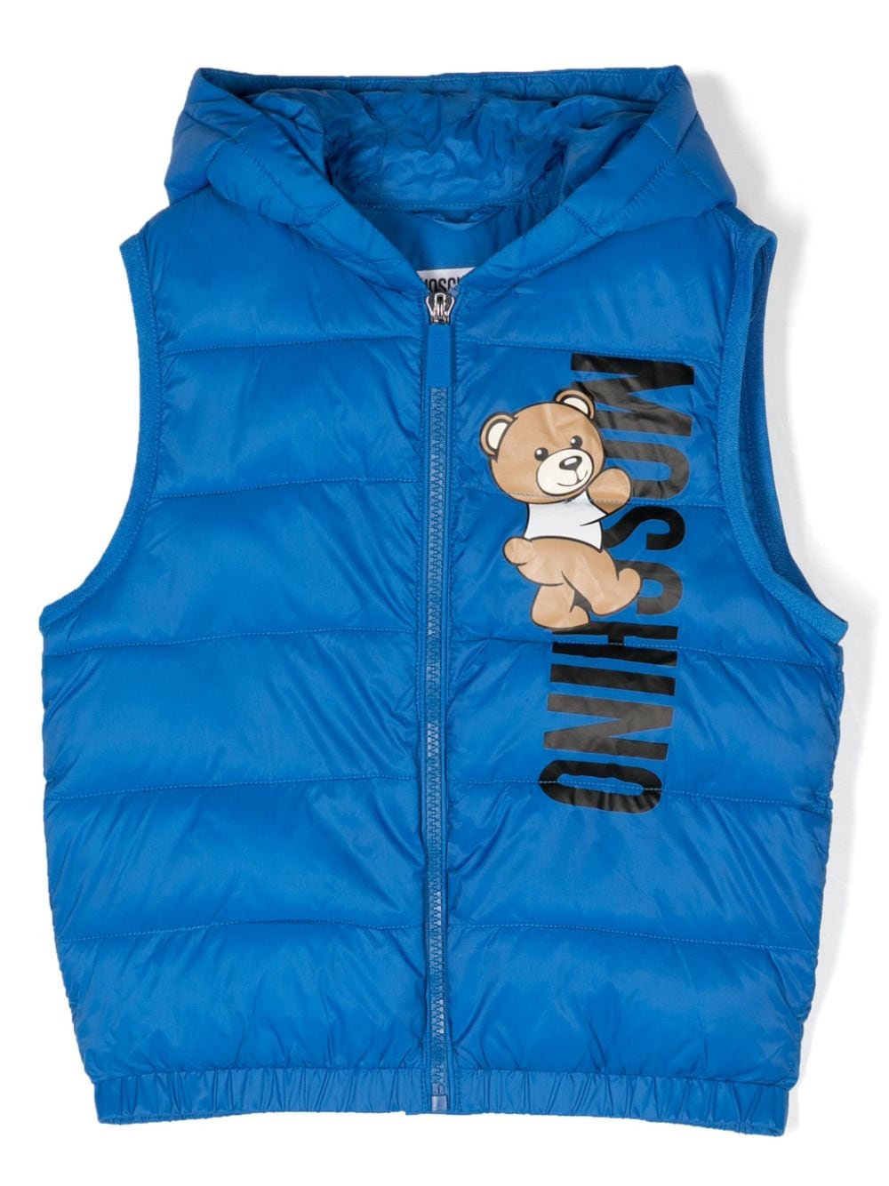Moschino Kids' Teddy Bear Logo-print Gilet In Blue