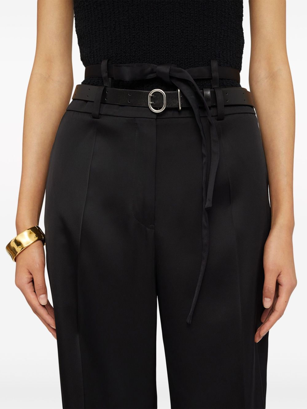 Shop Jil Sander Belted Tailored Trousers In Black