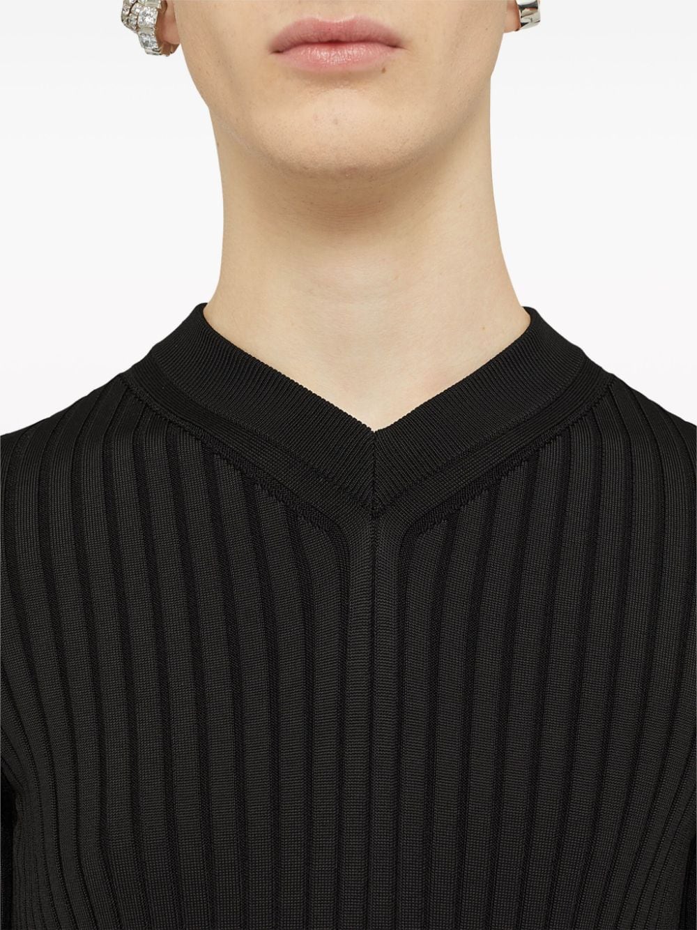 Jil Sander T-shirt met V-hals Zwart