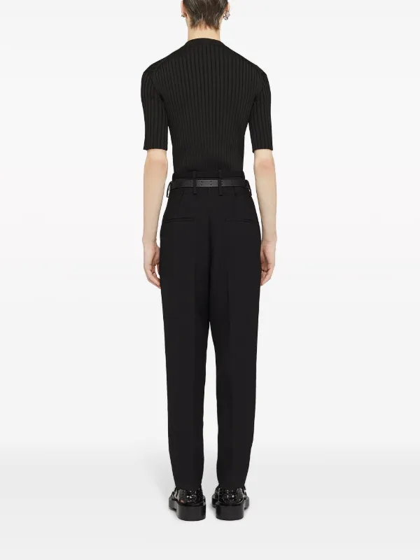 Jil Sander ribbed-knit V-neck T-shirt | Black | FARFETCH