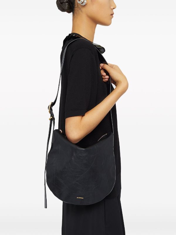 Jil Sander Small Moon Shoulder Bag | Black | FARFETCH AO