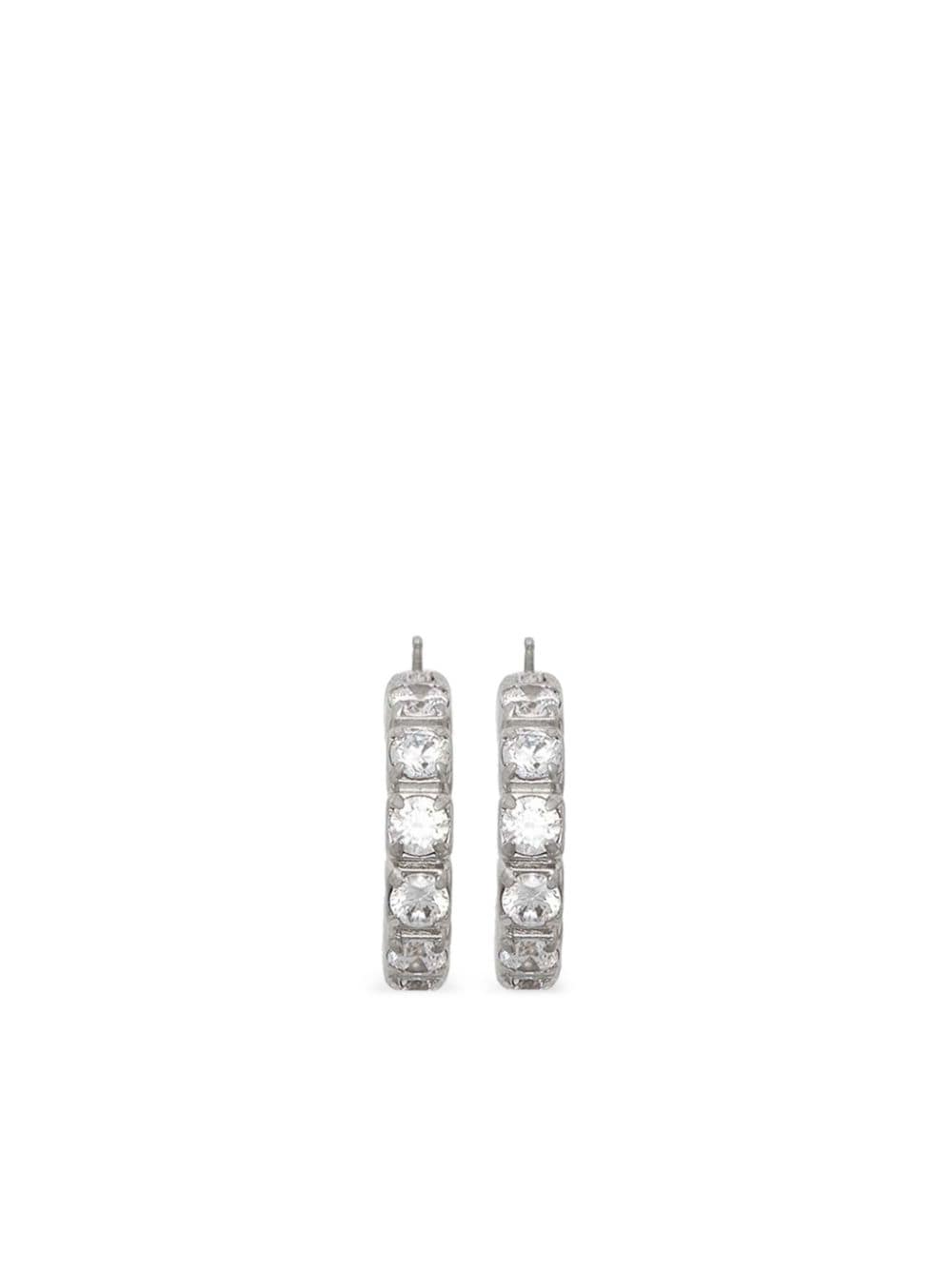 Jil Sander Zircon-embellished Hoop Earrings In Grey