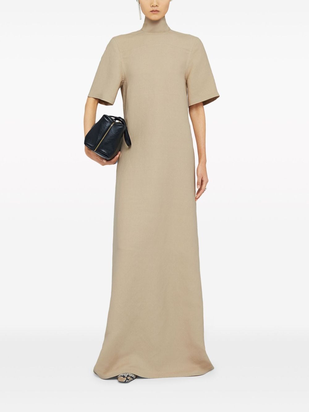 Shop Jil Sander High-neck Long Gown In Neutrals