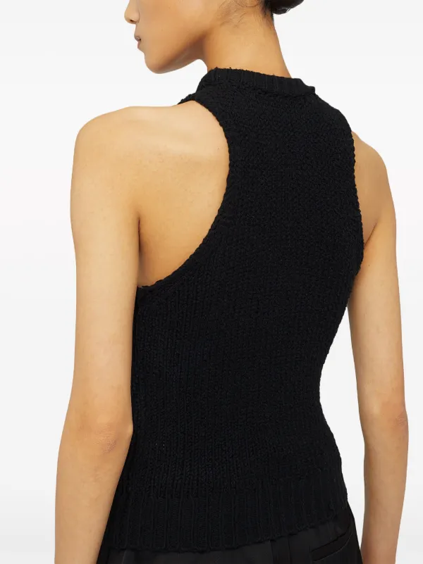 Jil Sander fringe-trim Knitted Top | Black | FARFETCH