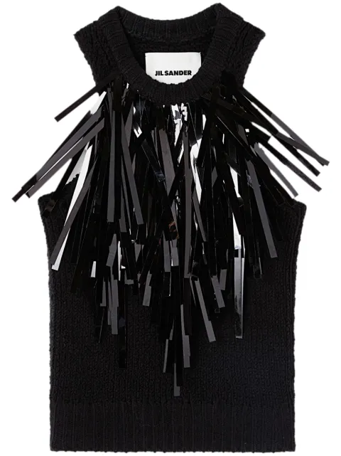 Jil Sander fringe-trim knitted top