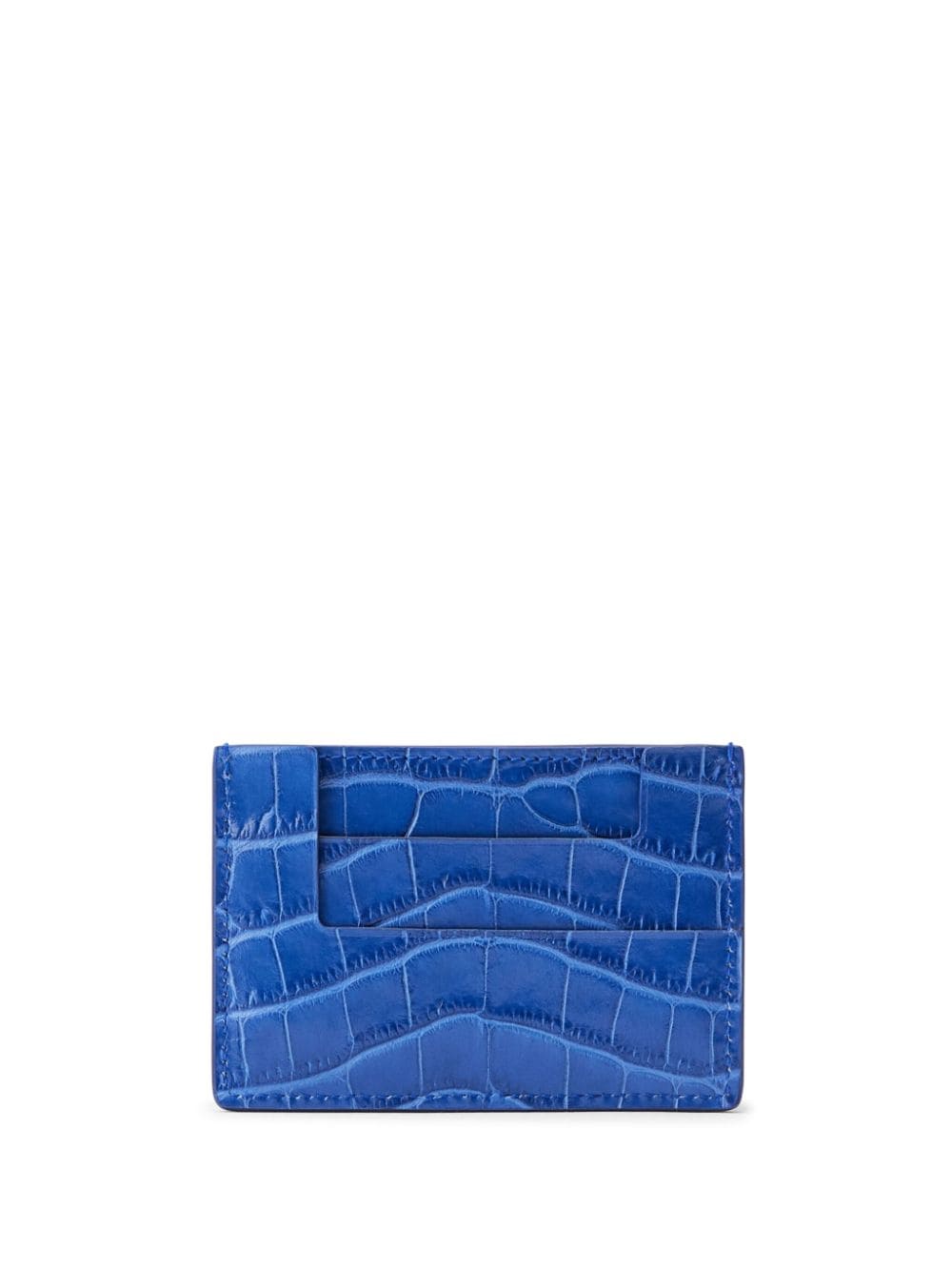 Shop Tom Ford Tf Crocodile-effect Leather Cardholder In Blue