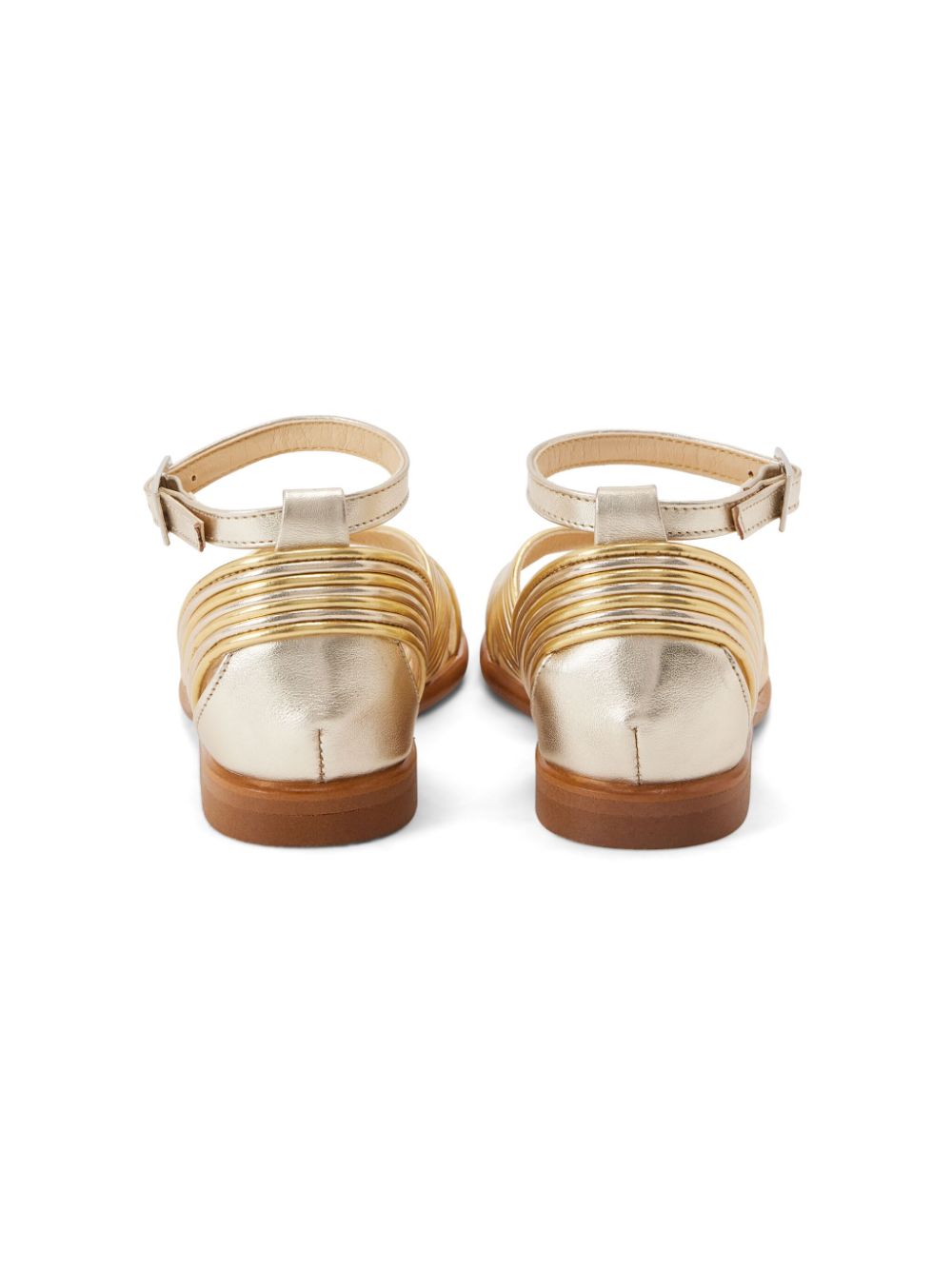 Shop Andanines Metallic Leather Sandals In Gold