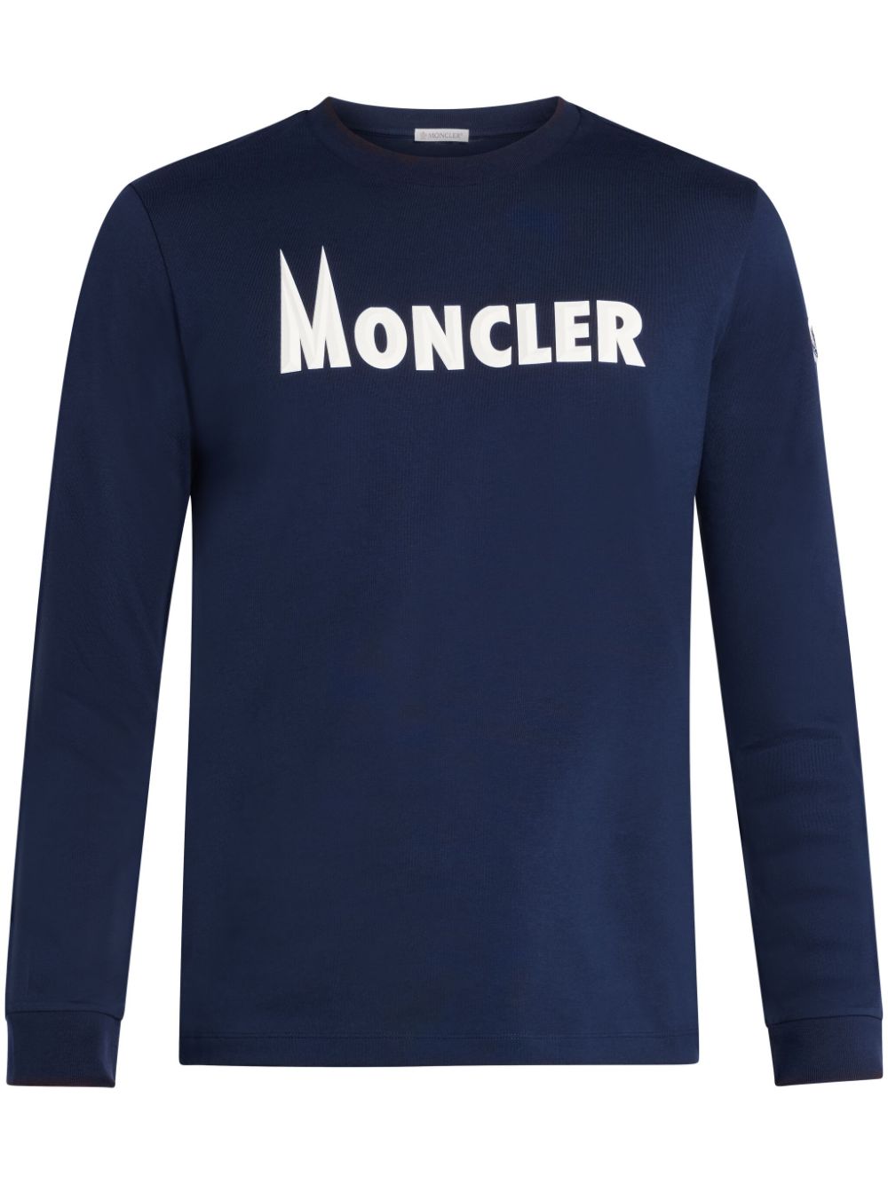Moncler Logo-print Long-sleeve Cotton T-shirt In Blue
