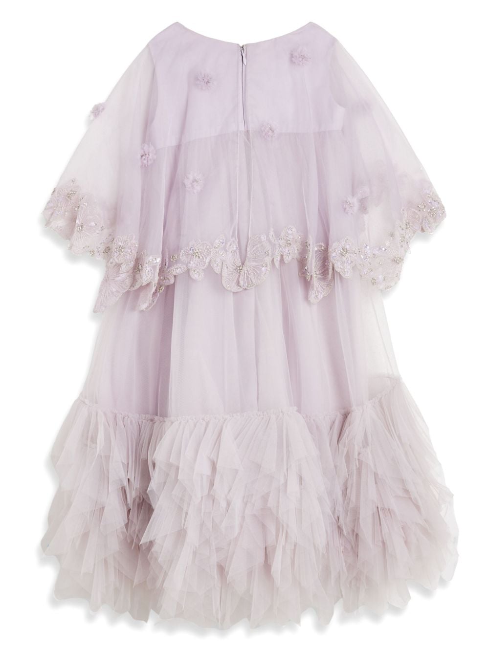 Shop Maison Ava Floral-appliquétulle-overlay Dress In Pink