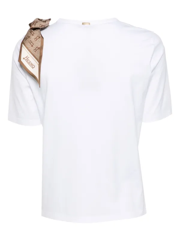 【送料&関税込】Herno White Foulard T-shirt Herno scarf-detail T-shirt | White | FARFETCH UZ