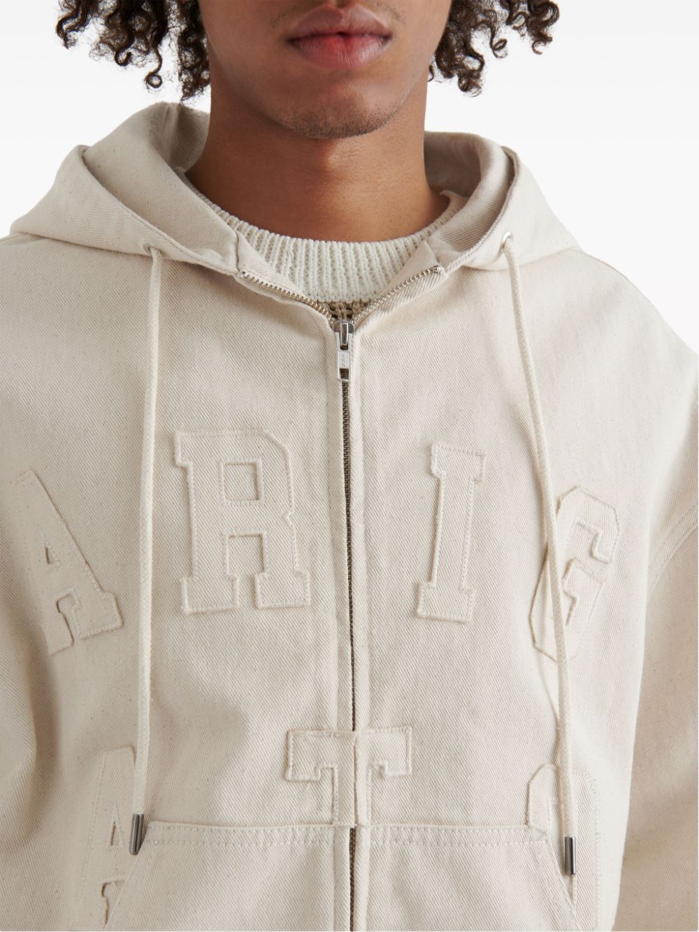 Shop Axel Arigato Venice Hooded Denim Jacket In Neutrals