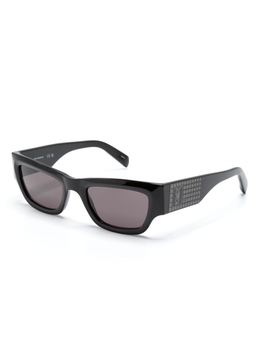 Shop Karl Lagerfeld Kl Monogram Rectangle-frame Sunglasses In Black