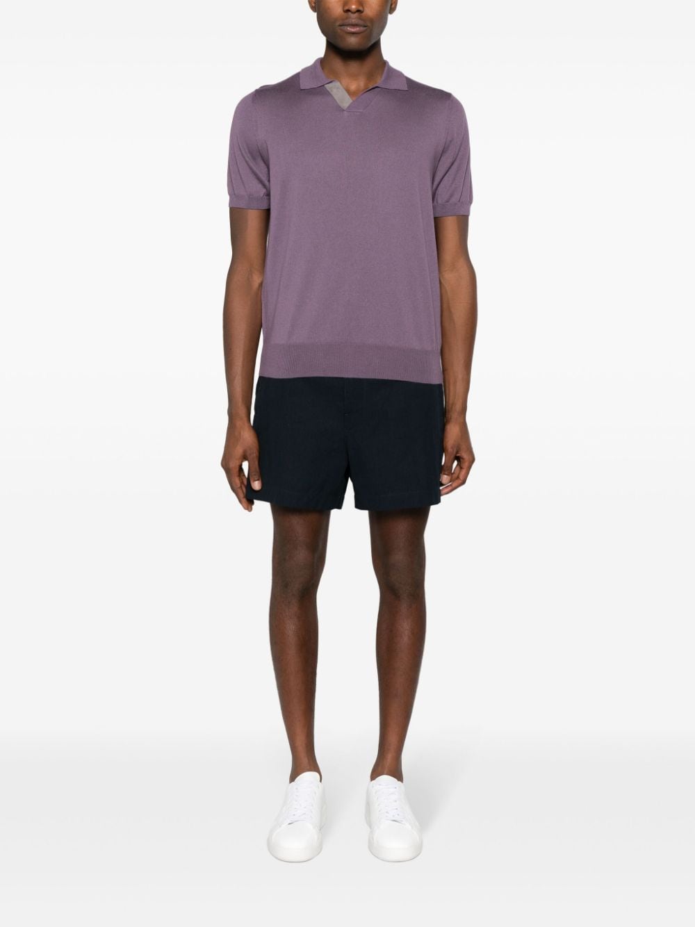Shop Canali Fine-knit Polo Shirt In Purple