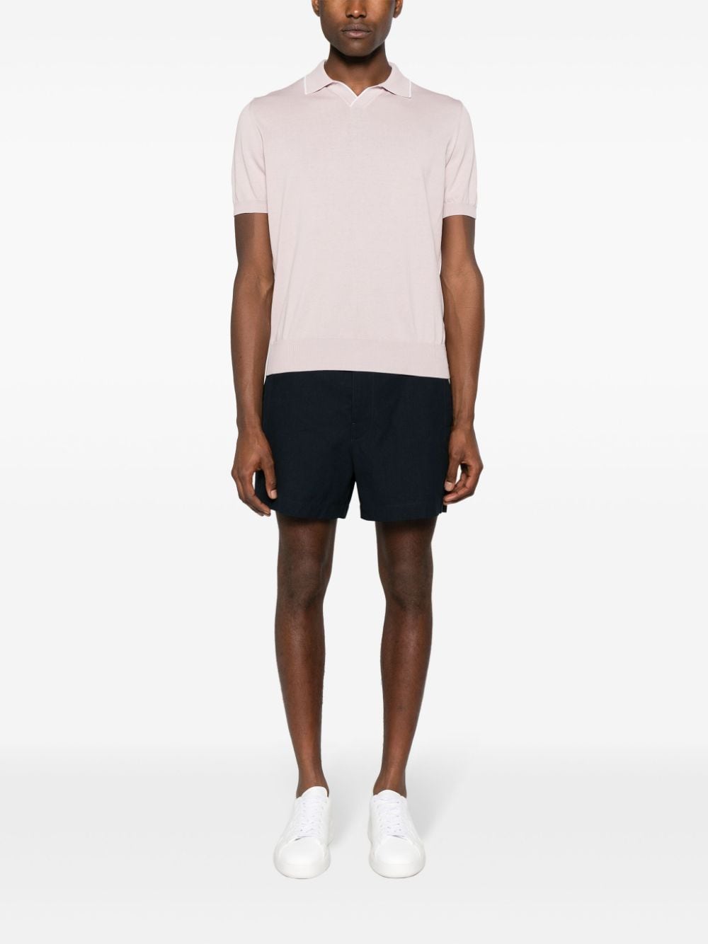 Shop Canali Fine-knit Polo Shirt In Pink