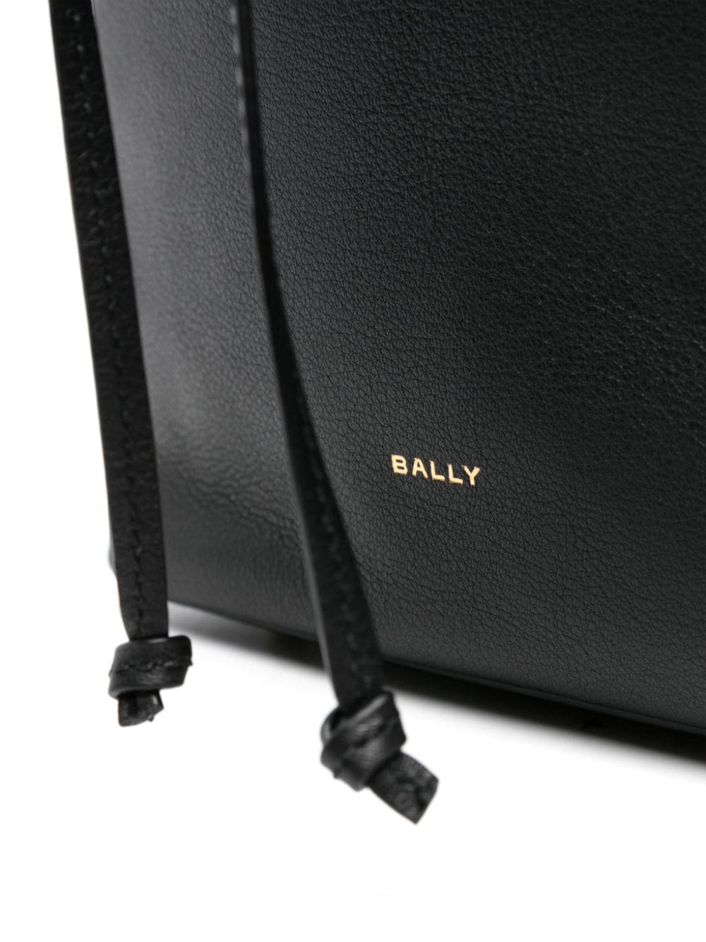 Shop Bally Logo-stamp Leather Bucket Bag In Black