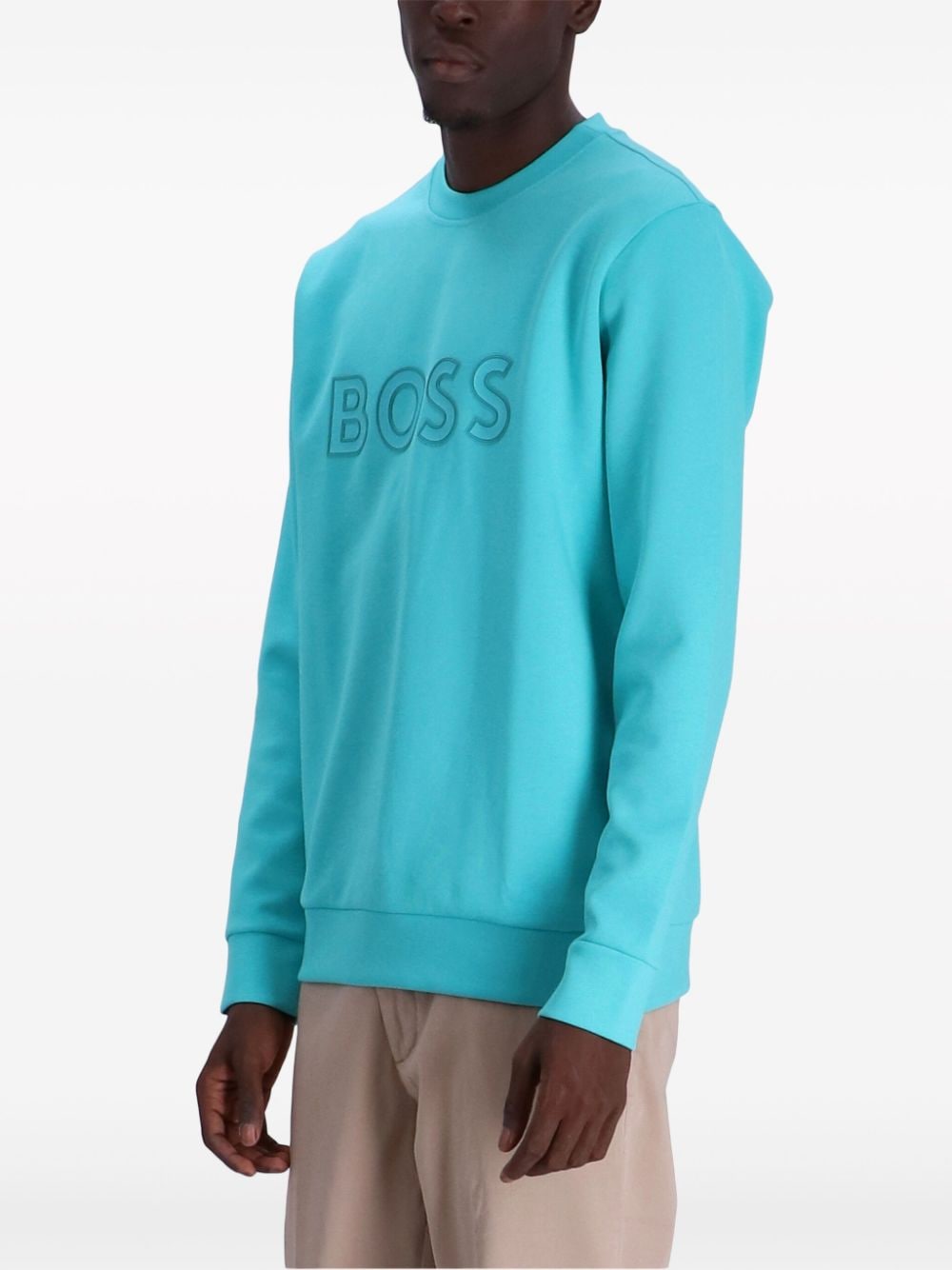 Shop Hugo Boss Salbo Logo-print Sweatshirt In Blue
