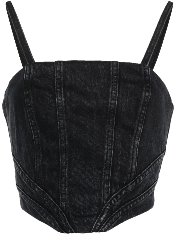 Amiri Corset Crop Top in Black