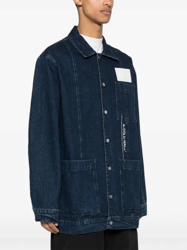 A-COLD-WALL* logo-print Denim Jacket | Blue | FARFETCH JO