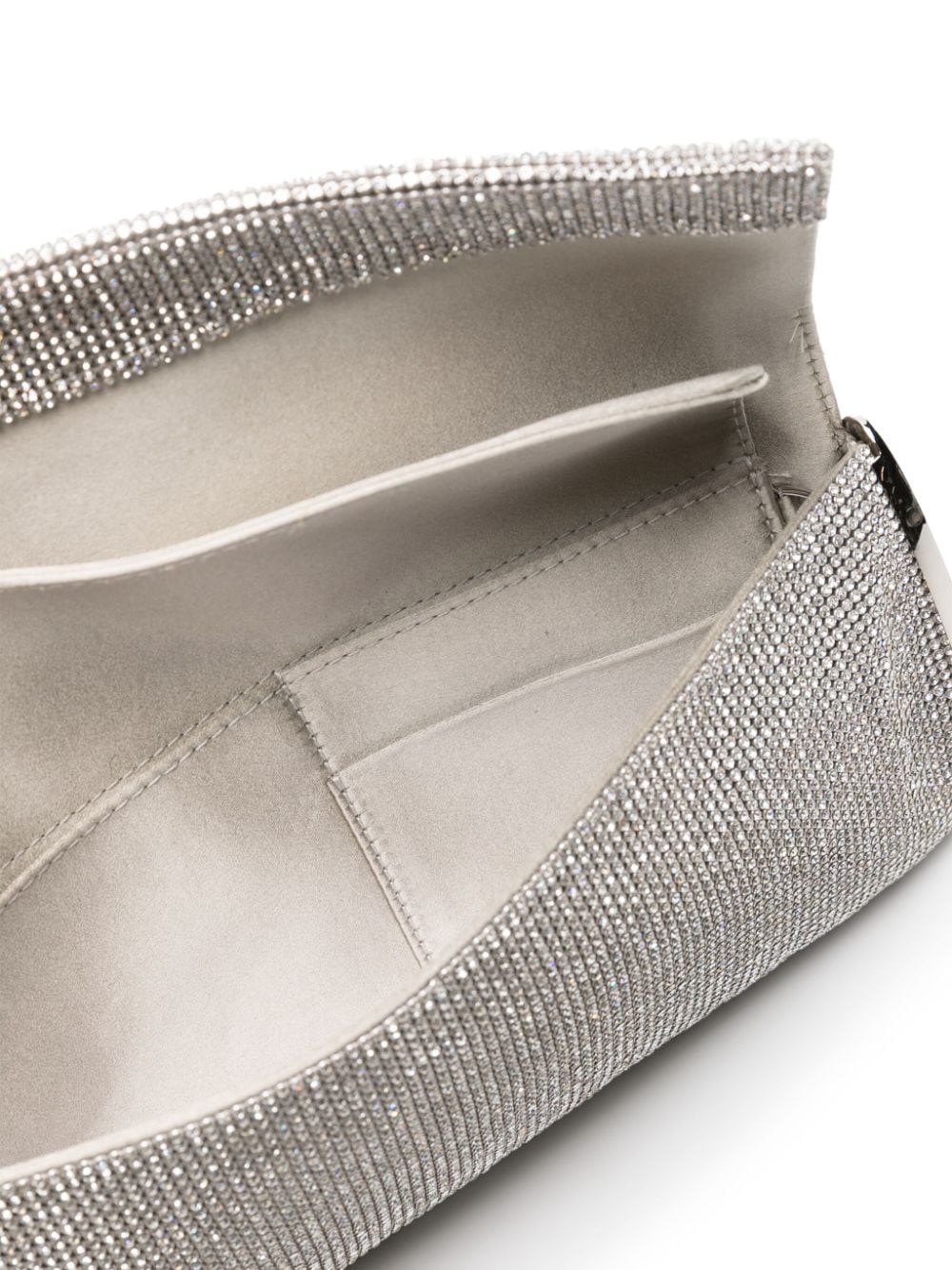 Shop Benedetta Bruzziches Kate Rhinestone-embellished Clutch Bag In Silver