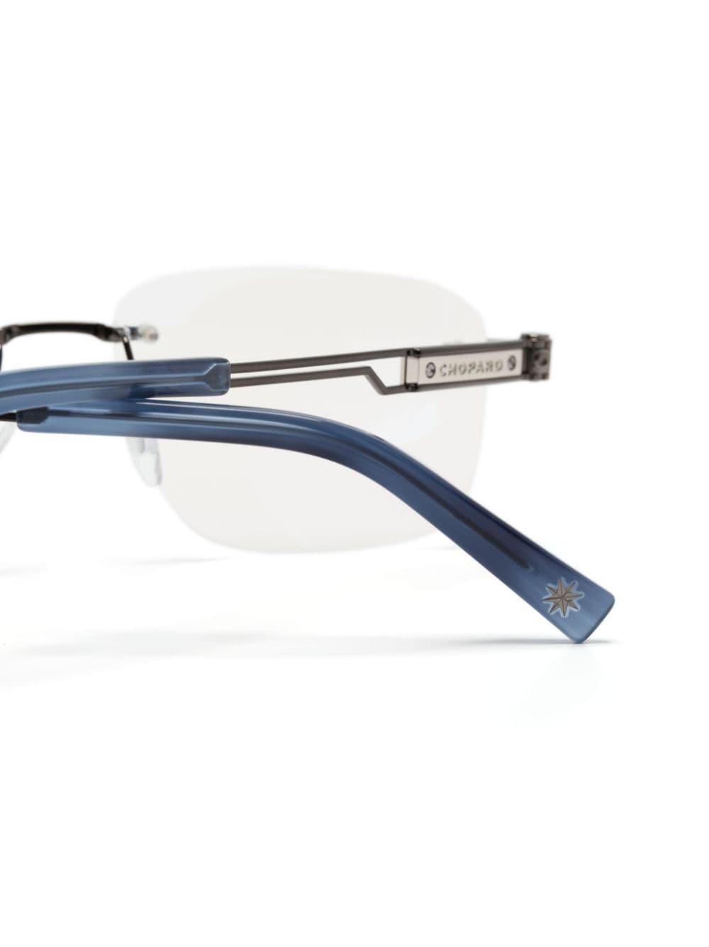 Shop Chopard Eyewear Logo-engraved Frameless Glasses In Black